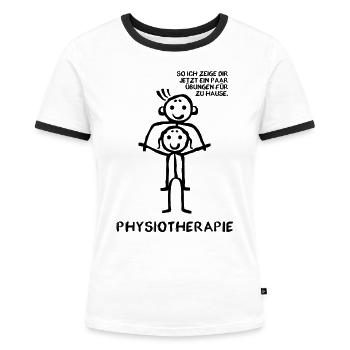 Physiotherapie Übungen für zu Hause - Frauen Kontrast-T-Shirt - Weiß/Schwarz - Vorne - Selfina (174cm)