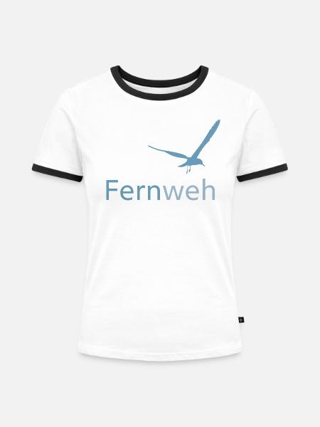 Fernweh 2024 - Frauen Kontrast-T-Shirt - Weiß/Schwarz