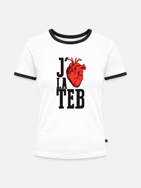 Ich mag teB Nrouge - Frauen Kontrast-T-Shirt - Weiß/Schwarz