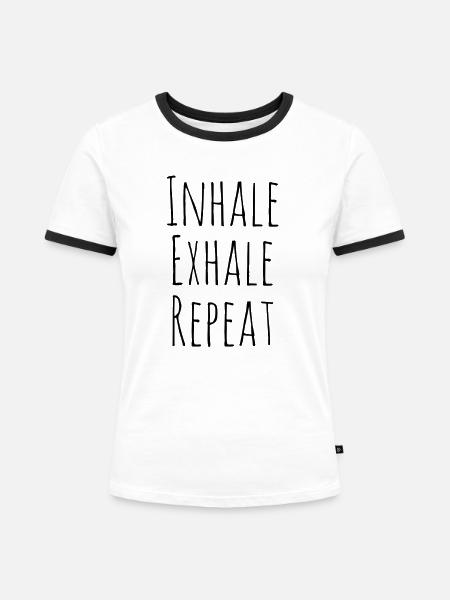 Inhale exhale repeat - Frauen Kontrast-T-Shirt - Weiß/Schwarz