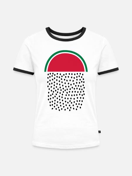 Watermelon Rain - Frauen Kontrast-T-Shirt - Weiß/Schwarz