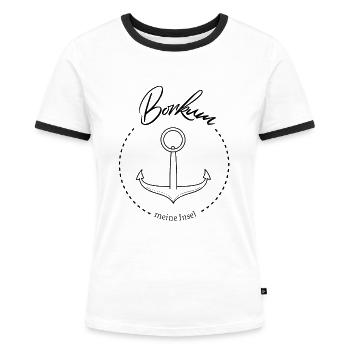 Borkum meine Insel Anker Meer - Frauen Kontrast-T-Shirt - Weiß/Schwarz - Vorne - Selfina (174cm)