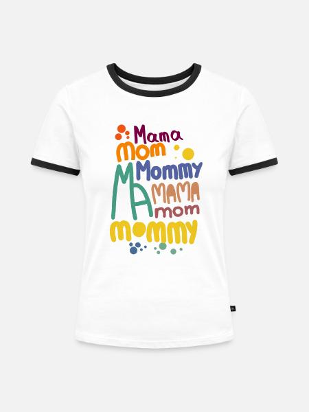 Mama - Frauen Kontrast-T-Shirt - Weiß/Schwarz