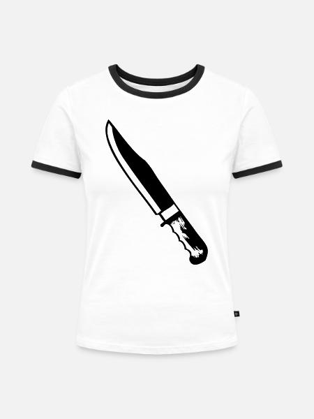 messer - Frauen Kontrast-T-Shirt - Weiß/Schwarz