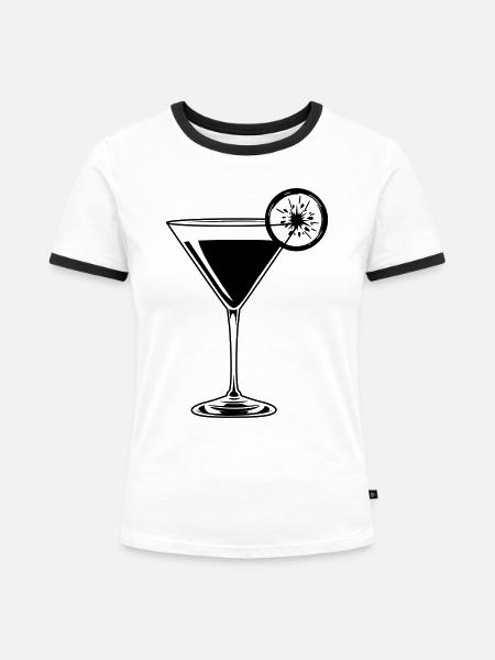 cocktail - Frauen Kontrast-T-Shirt - Weiß/Schwarz