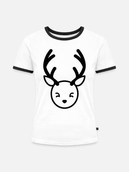 Weihnachtsrentiere - Frauen Kontrast-T-Shirt - Weiß/Schwarz