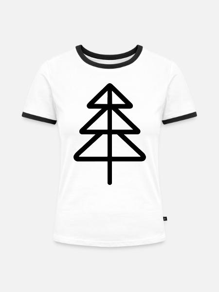 Weihnachtsbaum - Frauen Kontrast-T-Shirt - Weiß/Schwarz