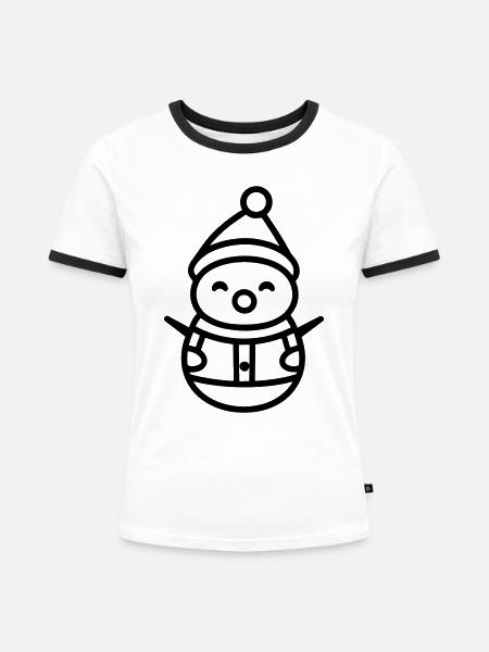 Schneemann - Frauen Kontrast-T-Shirt - Weiß/Schwarz