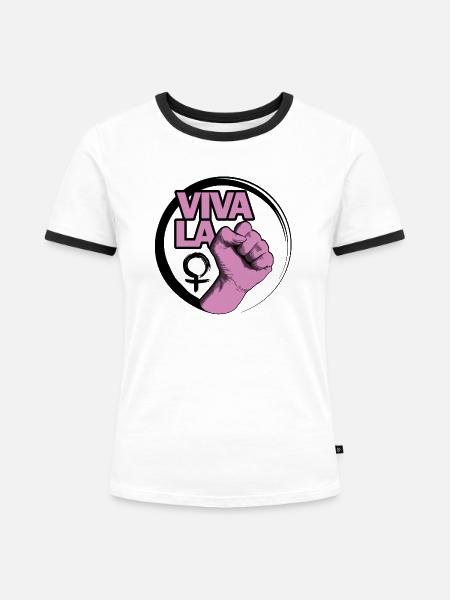Viva La Frauenpower - Frauen Kontrast-T-Shirt - Weiß/Schwarz
