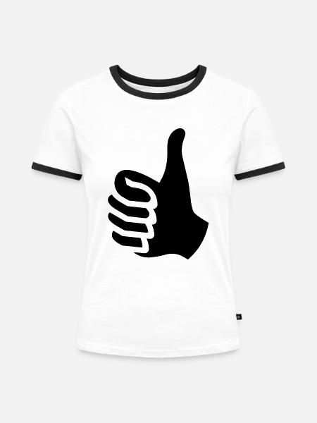 Daumen Hoch - Frauen Kontrast-T-Shirt - Weiß/Schwarz