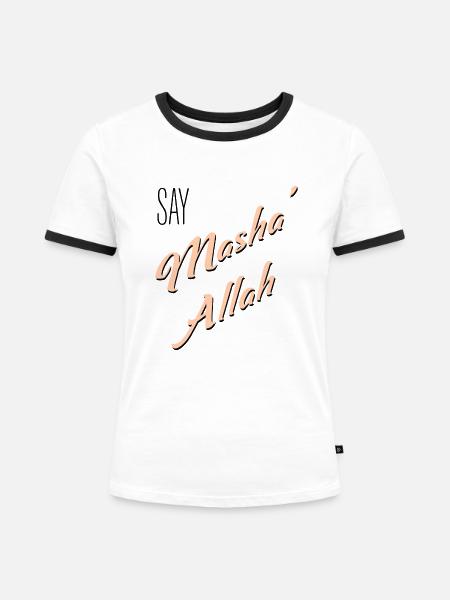 Say MashaAllah - Frauen Kontrast-T-Shirt - Weiß/Schwarz