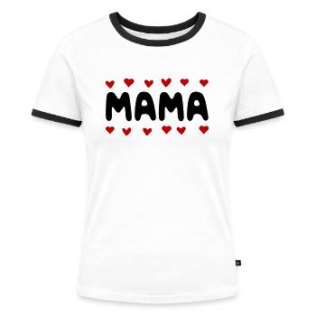 Mama - Frauen Kontrast-T-Shirt - Weiß/Schwarz - Vorne - Selfina (174cm)