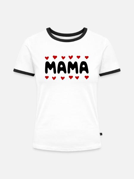 Mama - Frauen Kontrast-T-Shirt - Weiß/Schwarz