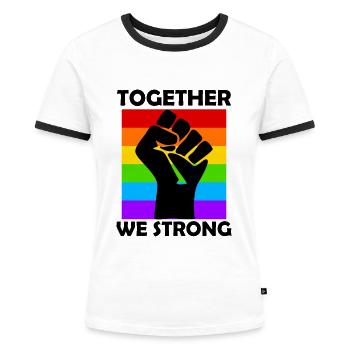 LGBTQ Regenbogenfahne - Frauen Kontrast-T-Shirt - Weiß/Schwarz - Vorne - Selfina (174cm)