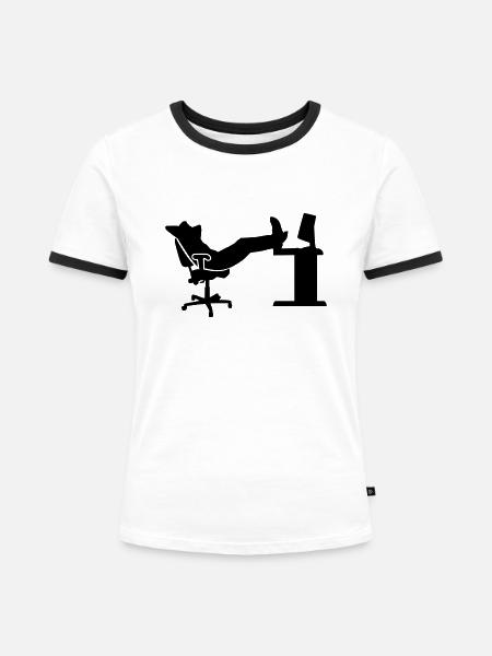 Büro - Frauen Kontrast-T-Shirt - Weiß/Schwarz