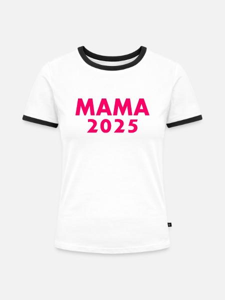 Mama 2025 - Frauen Kontrast-T-Shirt - Weiß/Schwarz