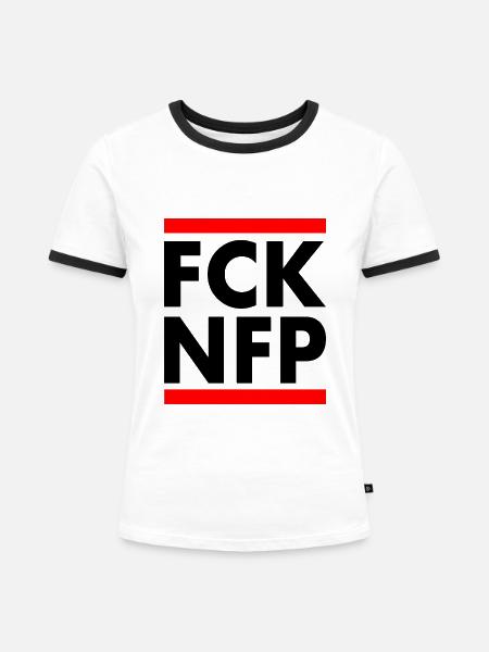 Fck nfp - Frauen Kontrast-T-Shirt - Weiß/Schwarz
