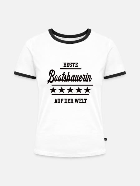 Beste Bootsbauerin Weltbeste Chefin Schiffsbauerin - Frauen Kontrast-T-Shirt - Weiß/Schwarz