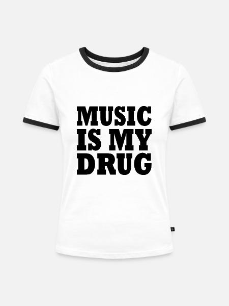 music is my drug - Frauen Kontrast-T-Shirt - Weiß/Schwarz