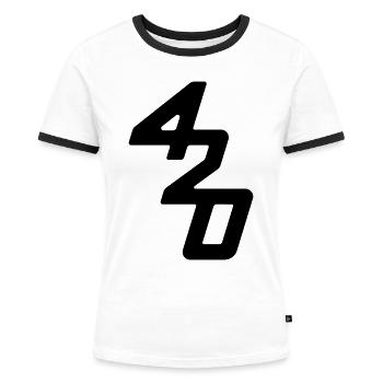 420er Bootsklasse Segeln - Frauen Kontrast-T-Shirt - Weiß/Schwarz - Vorne - Selfina (174cm)