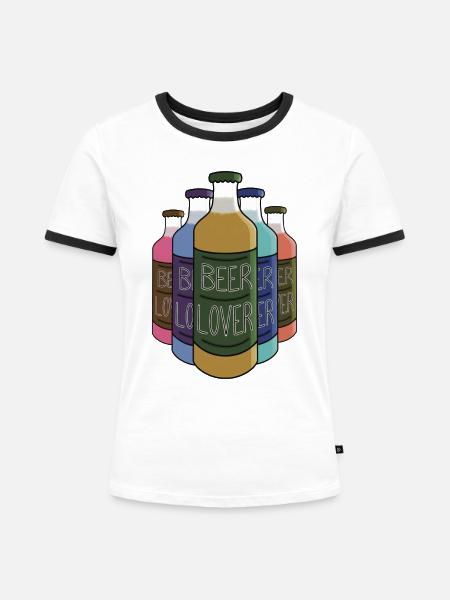 Bierliebhaber - Frauen Kontrast-T-Shirt - Weiß/Schwarz