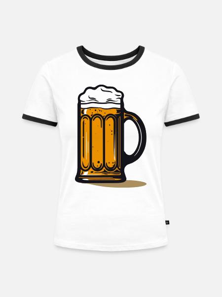 Bier-Ikone - Frauen Kontrast-T-Shirt - Weiß/Schwarz