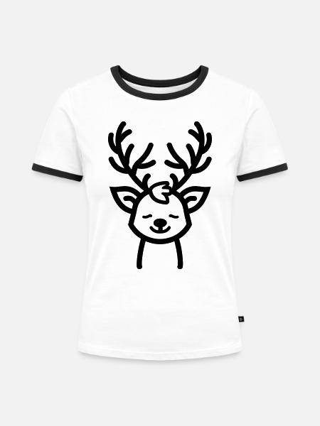 Weihnachtsrentiere - Frauen Kontrast-T-Shirt - Weiß/Schwarz