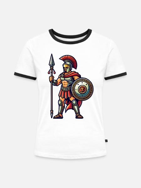 spartaner - Frauen Kontrast-T-Shirt - Weiß/Schwarz