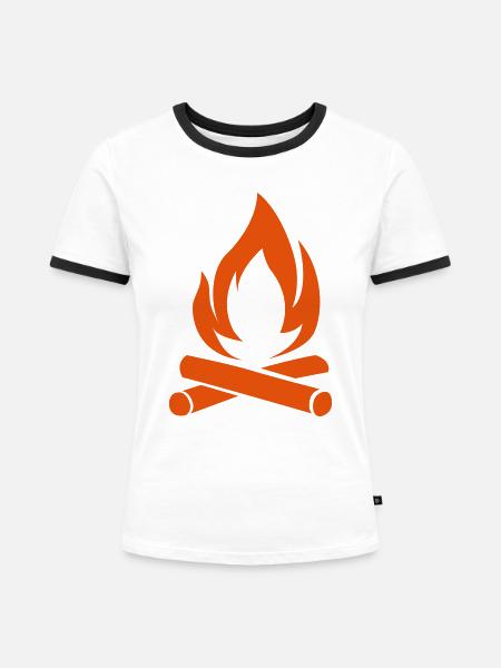 Campfire - Frauen Kontrast-T-Shirt - Weiß/Schwarz