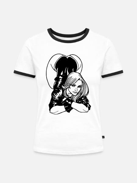 Sexy Mädchen - Frauen Kontrast-T-Shirt - Weiß/Schwarz