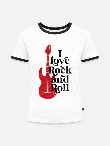 Ich liebe Rock'n'Roll - Frauen Kontrast-T-Shirt - Weiß/Schwarz