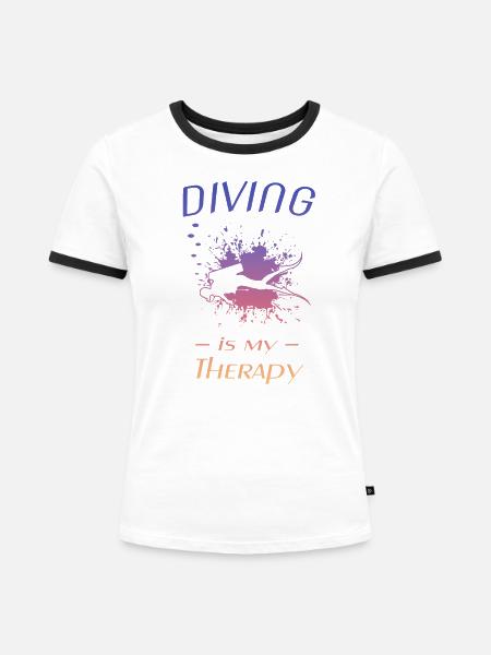 diving - Frauen Kontrast-T-Shirt - Weiß/Schwarz