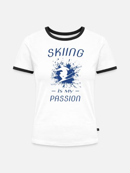skiing - Frauen Kontrast-T-Shirt - Weiß/Schwarz