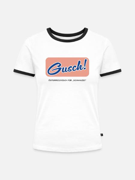 Gusch - dunkel - Frauen Kontrast-T-Shirt - Weiß/Schwarz