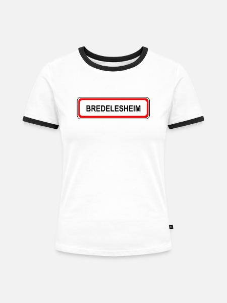 Bredelesheim | - Frauen Kontrast-T-Shirt - Weiß/Schwarz