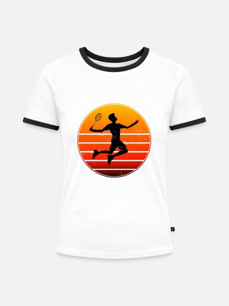 Federball Badminton Badmintonspieler Herren - Frauen Kontrast-T-Shirt - Weiß/Schwarz