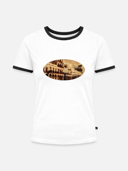 Kuba - Frauen Kontrast-T-Shirt - Weiß/Schwarz