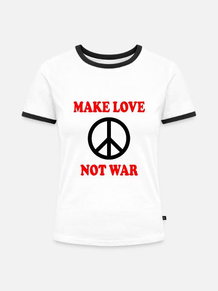 Make love not war - Frauen Kontrast-T-Shirt - Weiß/Schwarz