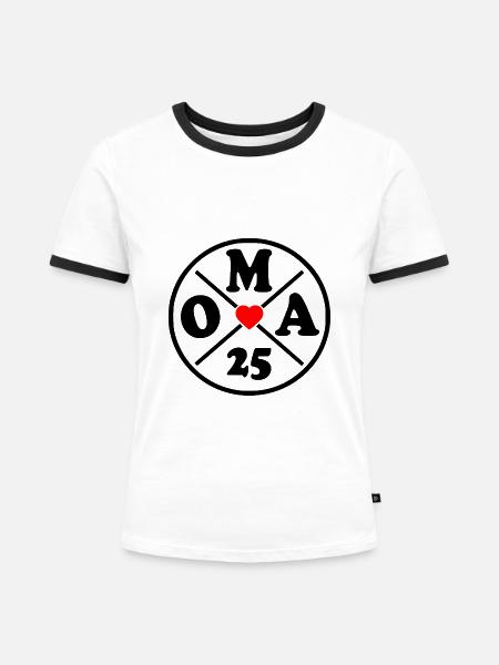 Oma 2025 - Frauen Kontrast-T-Shirt - Weiß/Schwarz