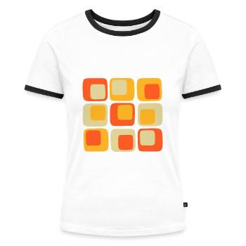 70er Jahre Muster - Frauen Kontrast-T-Shirt - Weiß/Schwarz - Vorne - Selfina (174cm)