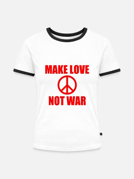 Make love not war - Frauen Kontrast-T-Shirt - Weiß/Schwarz