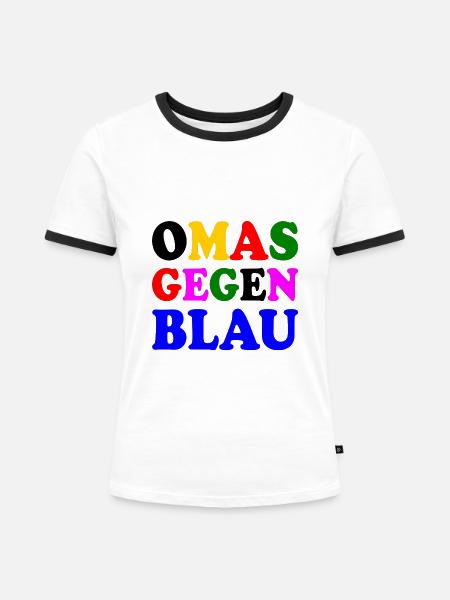 Omas gegen blau - Frauen Kontrast-T-Shirt - Weiß/Schwarz