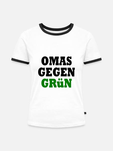 Omas gegen grün - Frauen Kontrast-T-Shirt - Weiß/Schwarz
