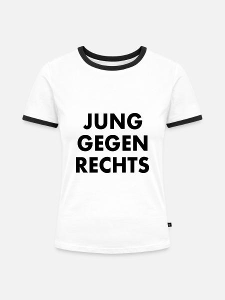 Jung gegen rechts - Frauen Kontrast-T-Shirt - Weiß/Schwarz