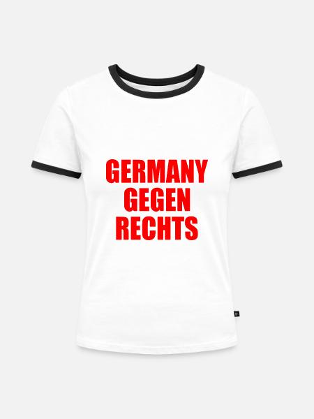 Germany gegen rechts - Frauen Kontrast-T-Shirt - Weiß/Schwarz