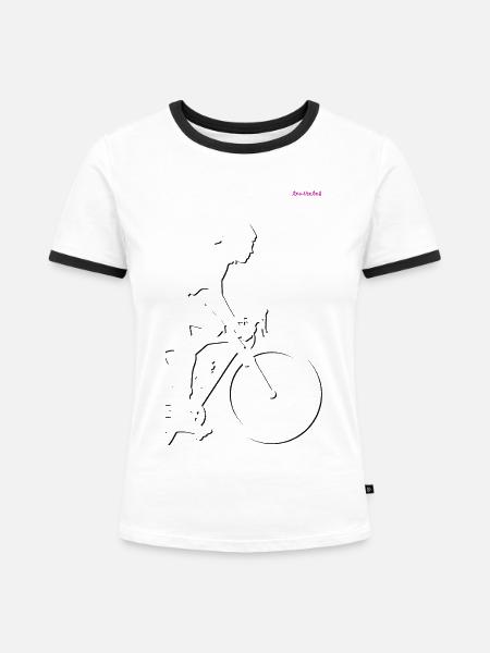 Radfahrer - Frauen Kontrast-T-Shirt - Weiß/Schwarz