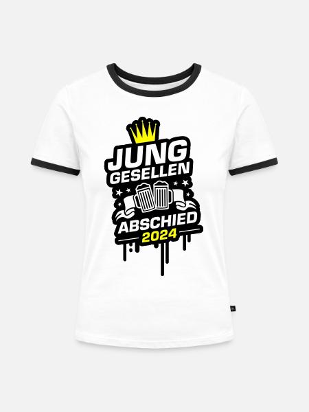 Junggesellen Abschied 2024 - Frauen Kontrast-T-Shirt - Weiß/Schwarz