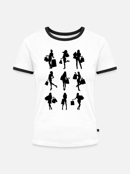 BRISA - Frauen Kontrast-T-Shirt - Weiß/Schwarz