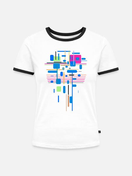 Abstrakt Farben Muster - Frauen Kontrast-T-Shirt - Weiß/Schwarz
