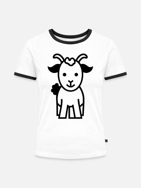 Ziegenbock - Frauen Kontrast-T-Shirt - Weiß/Schwarz
